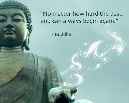 How Can I Change My Mind? - Beautiful picture of a statue of the Buddha inscribed with the words: "No Matter How Hard The Past You Can Begin Again".