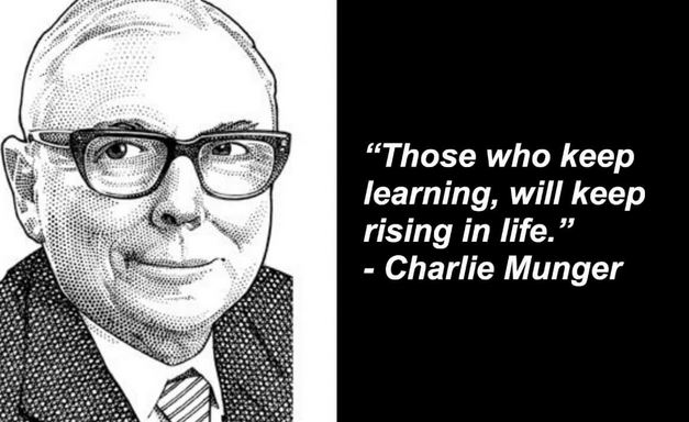 5 Tips On How To Benefit From The Unseen Margins. Picture of Charlie Munger with this quote: "Those who keep learning will keep rising."