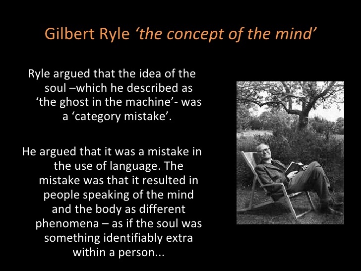 Gilbert Ryle - graphic saying that the concept of the soul was the ghost in the machine because it was a "category" mistake.