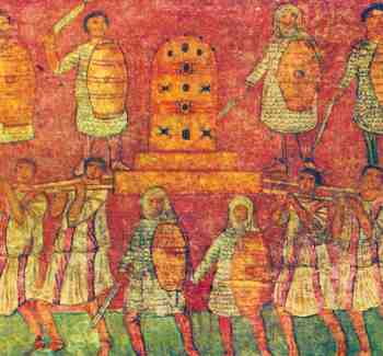Depiction of the Battle of Eben-Ezer from the Dura-Europos synagogue (pre-244 AD)