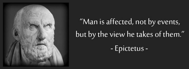 Epictetus. No Man Is Free Who Is Not Master Of Himself. It isn’t the events themselves that disturb people, but only their judgements about them. Photo of statue.