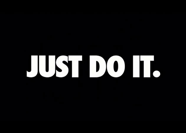 Just Do It. A Call To Action And Getting Started. Black and white graphic with the words - just do it.