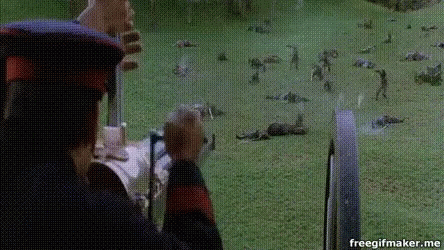 How To Change A Group Culture. A gif of the gattling gun in the film "THe Last Samurai"