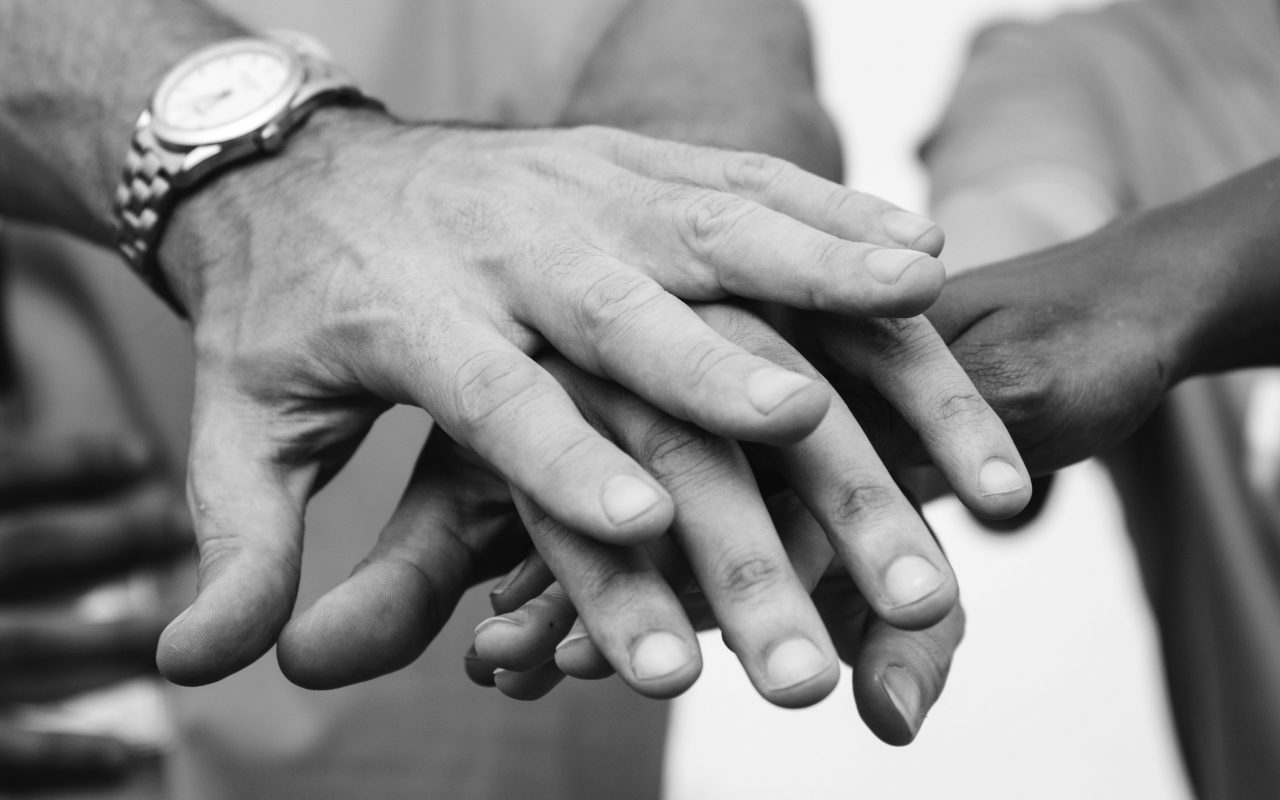 More In Common - We Have More In Common Than That Which Divides Us. Photo of 3 hands holding.