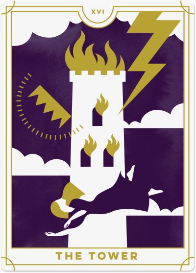 About Zen Tools. Picture of tarot card of "The Tower Struck Down By Lightening"