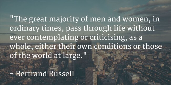 Quote from Bertrand Russell about the importance of critical thinking and how few people do it.