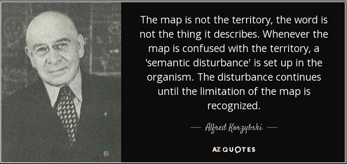 Map And Territory. We Confuse The Map With The Territory. When map and terrain differ, follow the terrain. Photo of noted mathematician Alfred Korzybski who first coined the phrase.