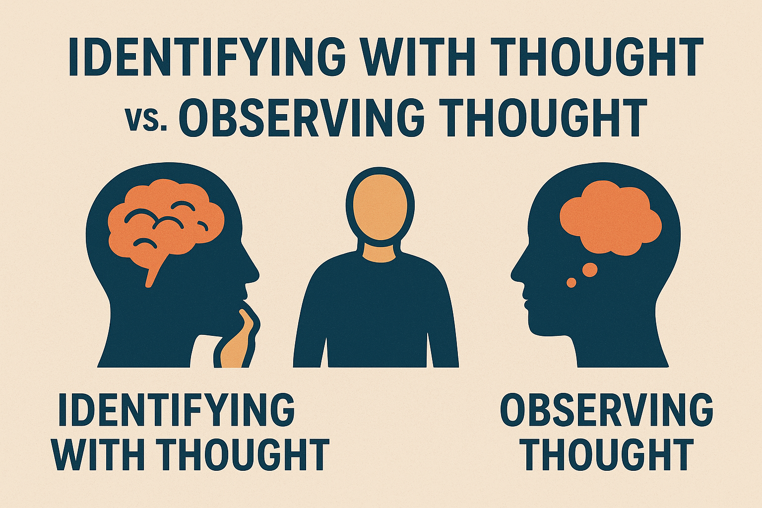 Identifying With Thought vs. Observing Thought. Graphic